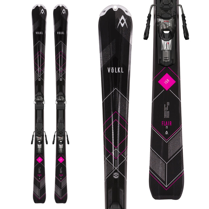 Volkl Flair 73 Black Skis + 3Motion TP 10.0 Bindings - Women's 2017 Top View