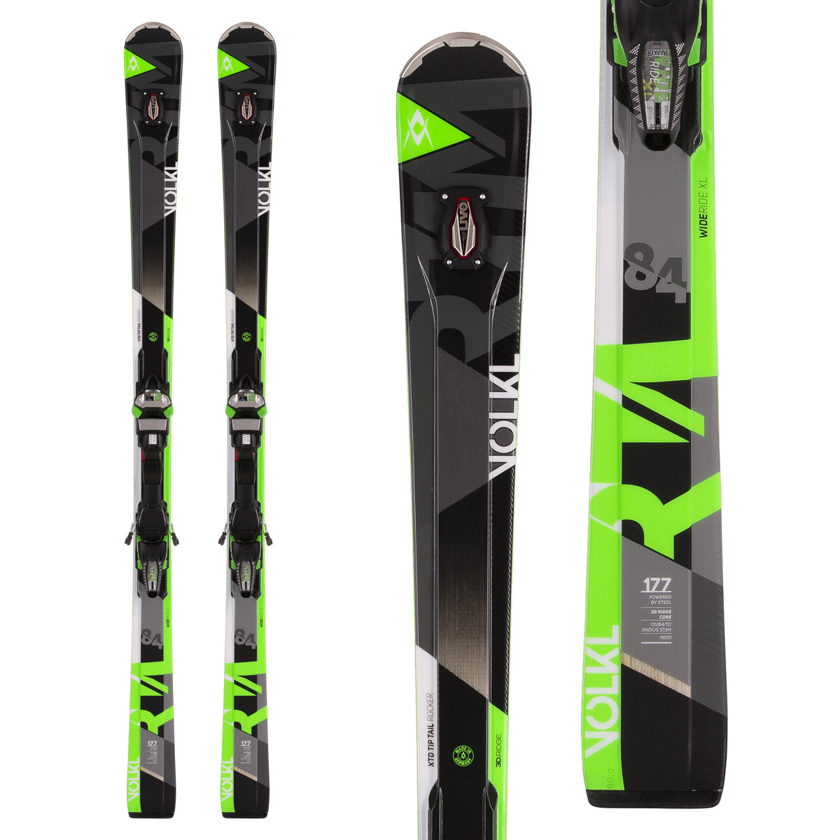Volkl RTM 84 UVO Skis + iPT Wide Ride 12.0 Bindings 2017 Top View