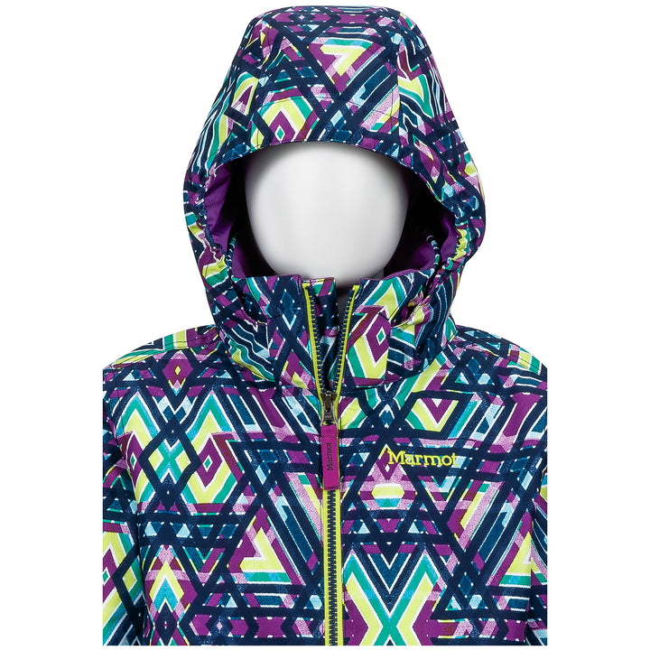 Marmot Big Sky Jacket - Girls' Mystic Purple Geo Hood View