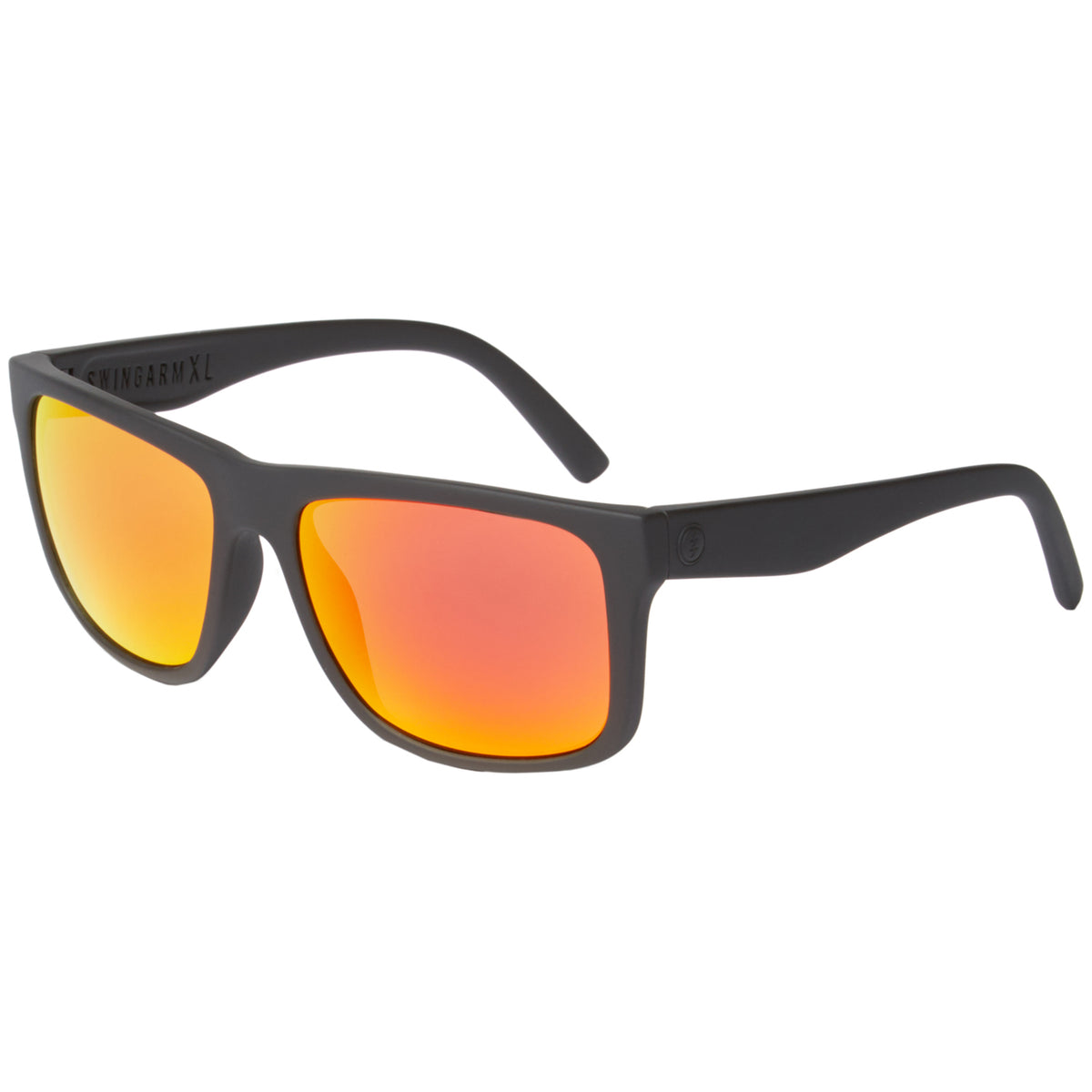 Electric Swingarm XL Sunglasses Matte Black/Grey Fire Chrome Front View