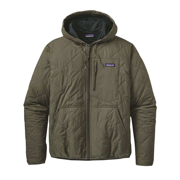 Patagonia Diamond Quilted Bomber Hoodie - Men's Industrial Green Front View
