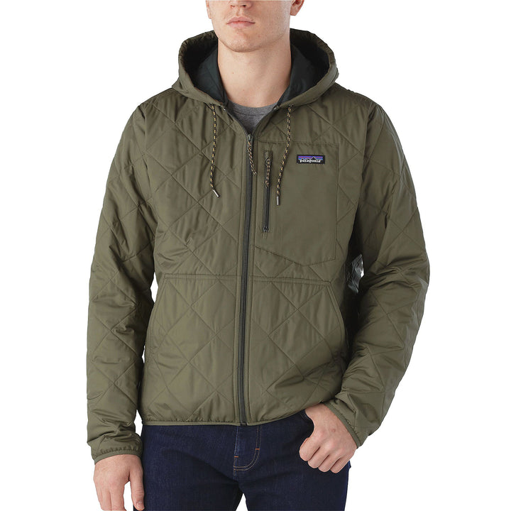 Patagonia Diamond Quilted Bomber Hoodie - Men's Industrial Green Front View