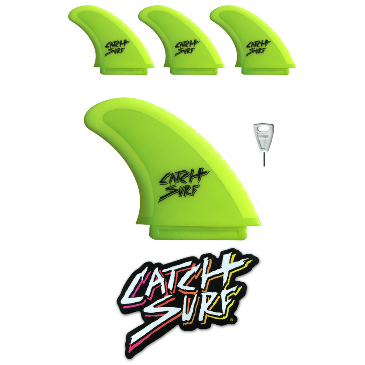 Catch Surf Hi-Performance Safety-Edge Quad Fin Set Neon Lime