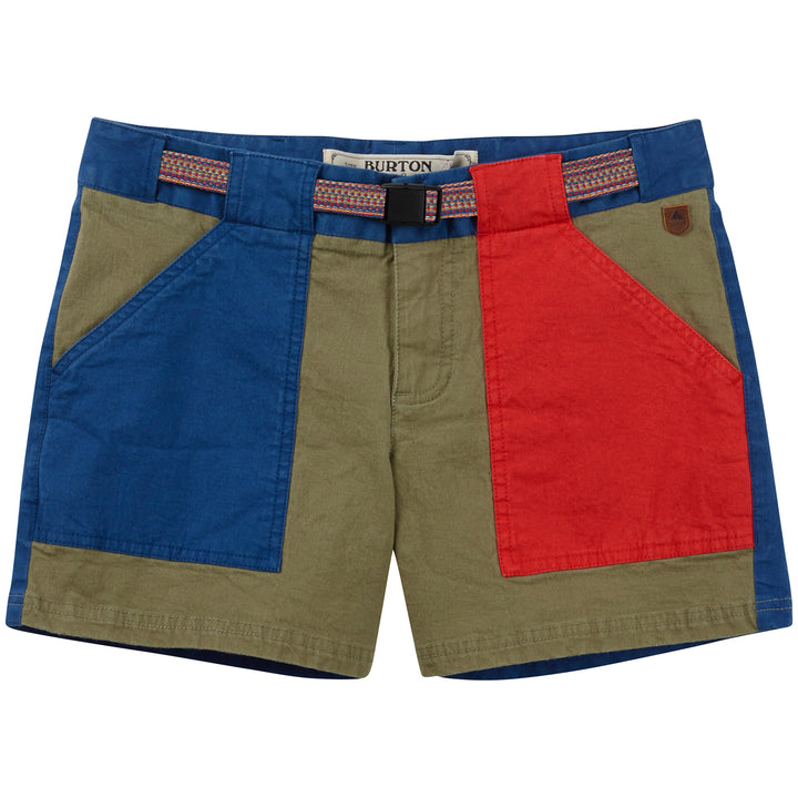 Burton Loco Shorts - Women's Lichen Green/True Blue/Coral Front View