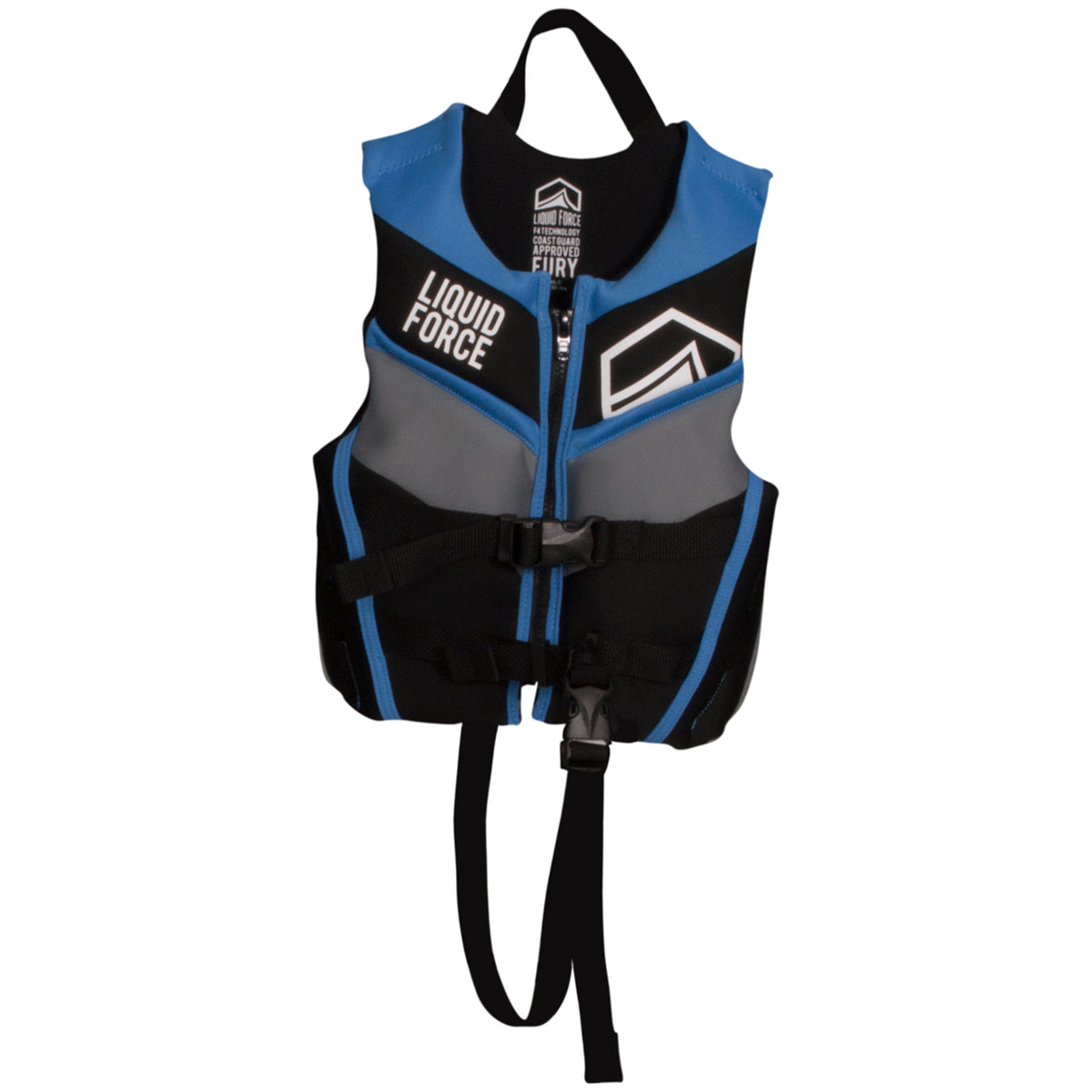 Liquid Force Fury Child CGA Wakeboard Vest - Little Boys' 2019 Black/Blue Front View