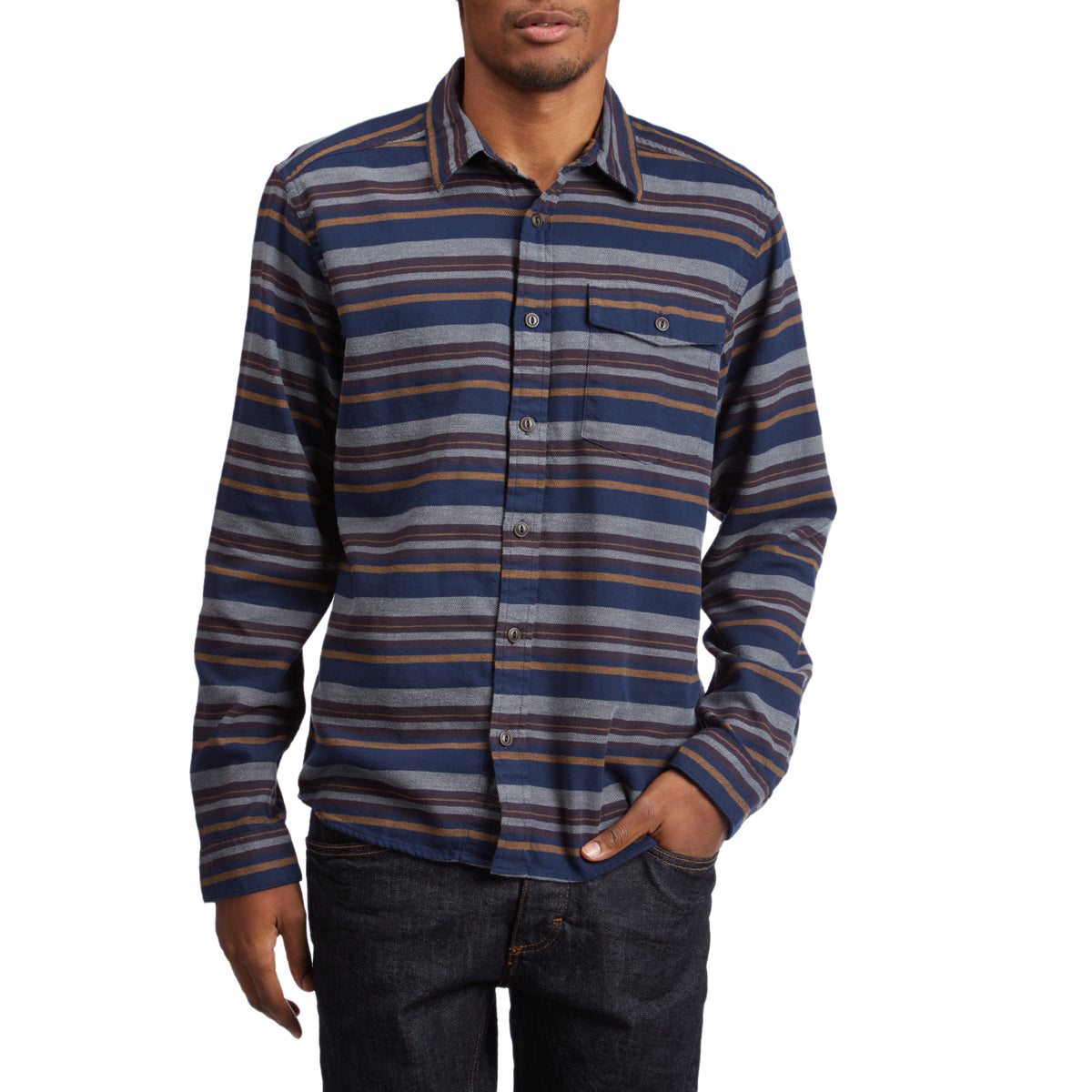 Patagonia Lightweight Fjord Flannel Arborist: Navy Blue Front View
