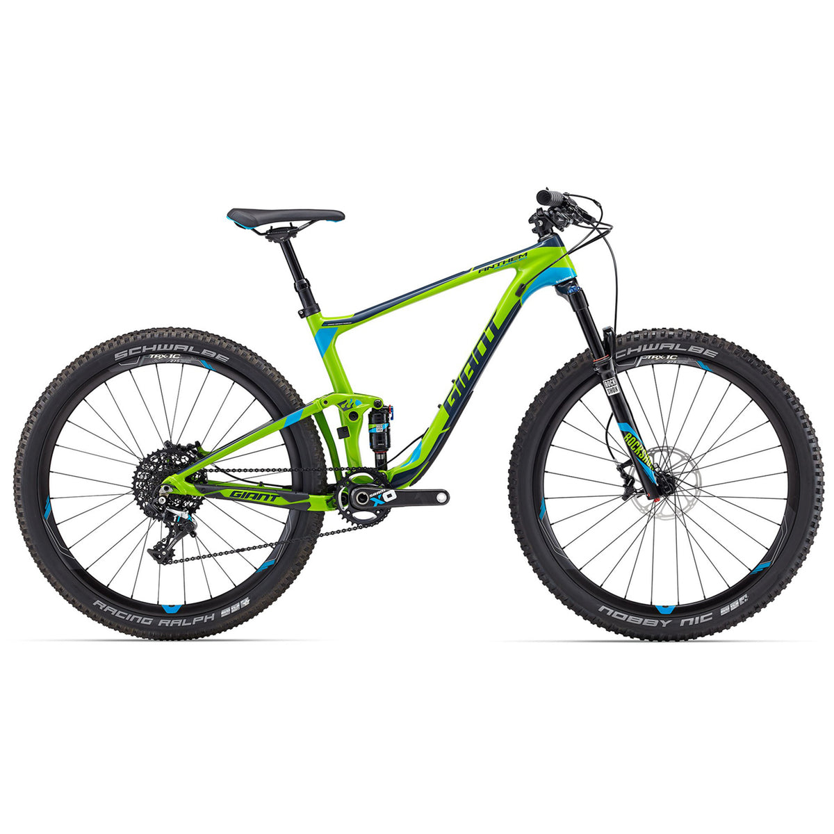 Giant Anthem Advanced SX 27.5 Complete Mountain Bike 2016 Green/Blue Side View