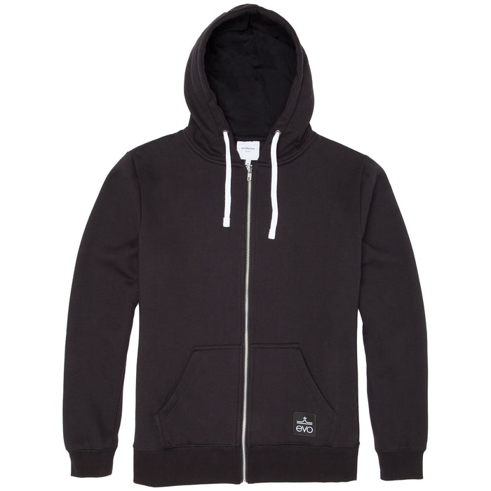 evo Full Zip Hoodie Black Front View