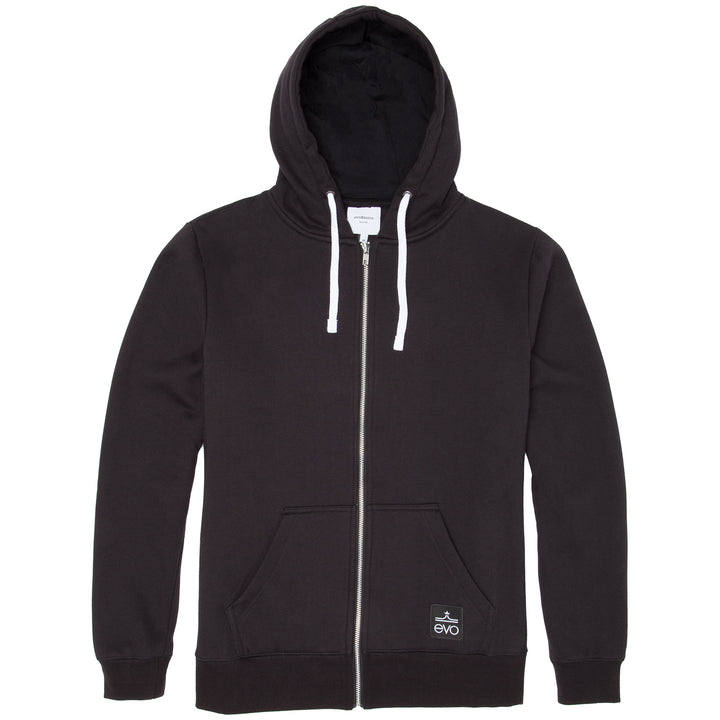 evo Full Zip Hoodie Black Front View