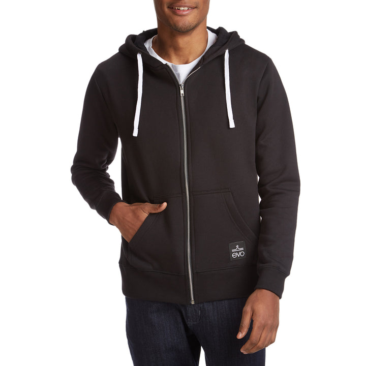 evo Full Zip Hoodie Black Front View