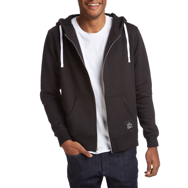 evo Full Zip Hoodie Black Detail 1 View