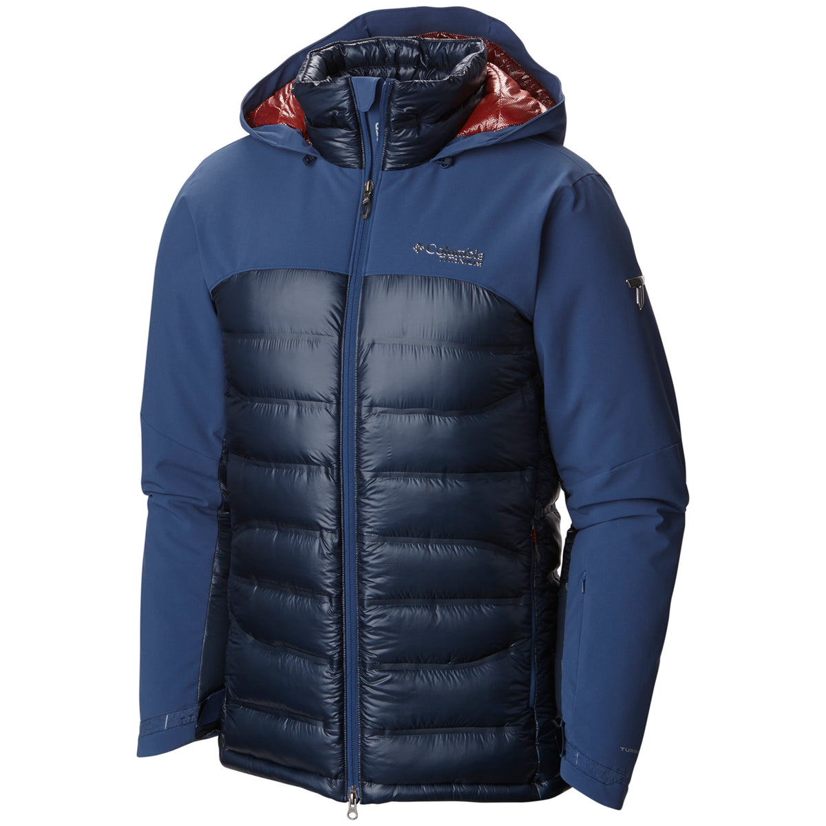 Columbia Titanium HEATZONE 1000 Turbodown™ Hooded Jacket Night Tide/Collegiate Navy/Rust Red
