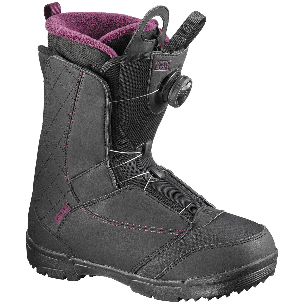 Salomon Pearl Boa Snowboard Boots - Women's 2017 Black/Bordeaux/Black Side View