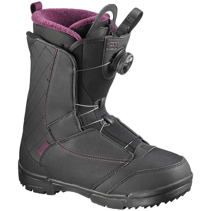 Salomon Pearl Boa Snowboard Boots - Women's 2017 Black/Bordeaux/Black Side View
