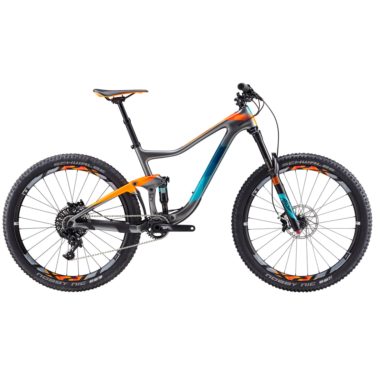 Giant Trance Advanced 2 Complete Mountain Bike 2017 Charcoal/Orange/Green Side View