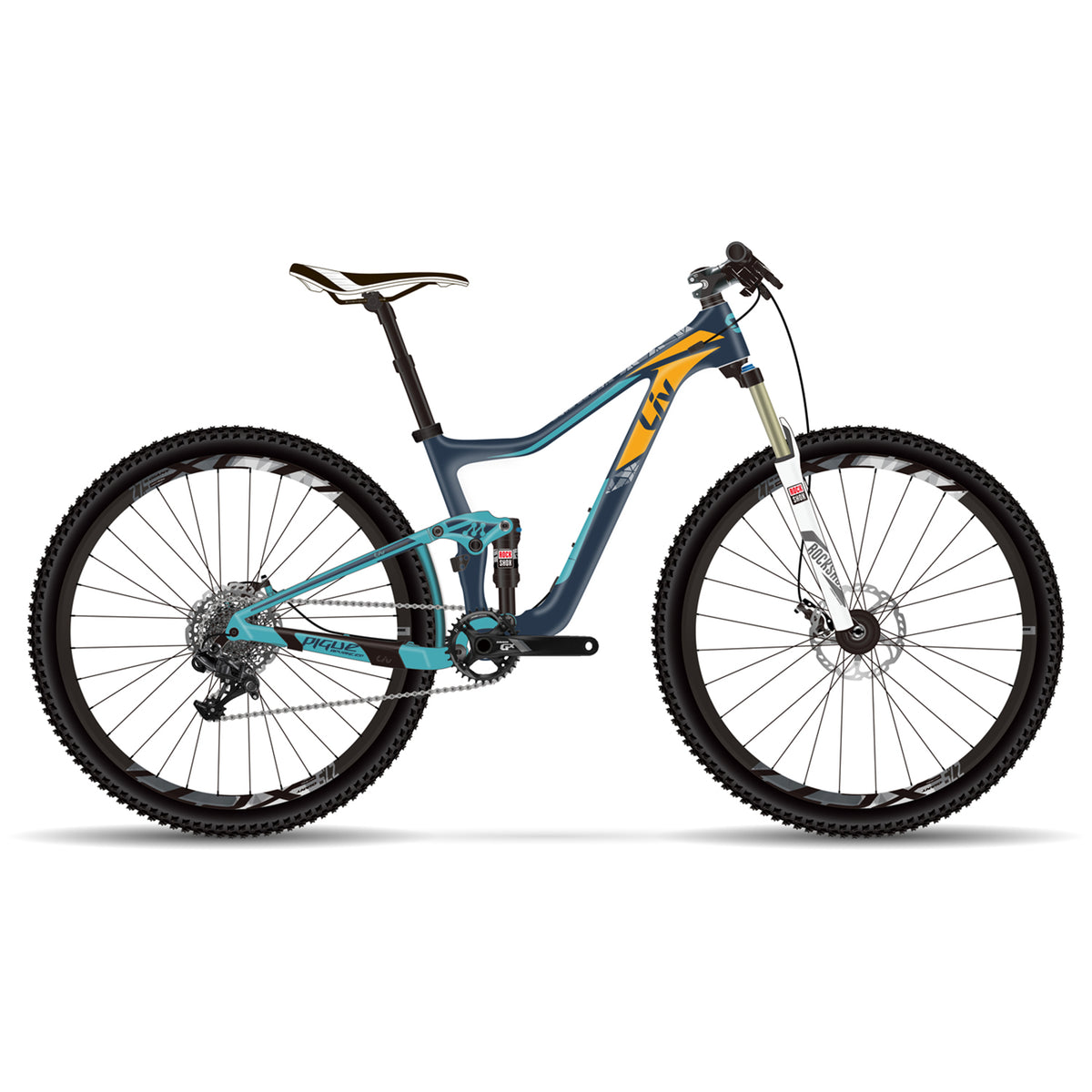 Liv Pique Advanced SX Complete Mountain Bike - Women's 2017 Blast Blue/Orange Side View