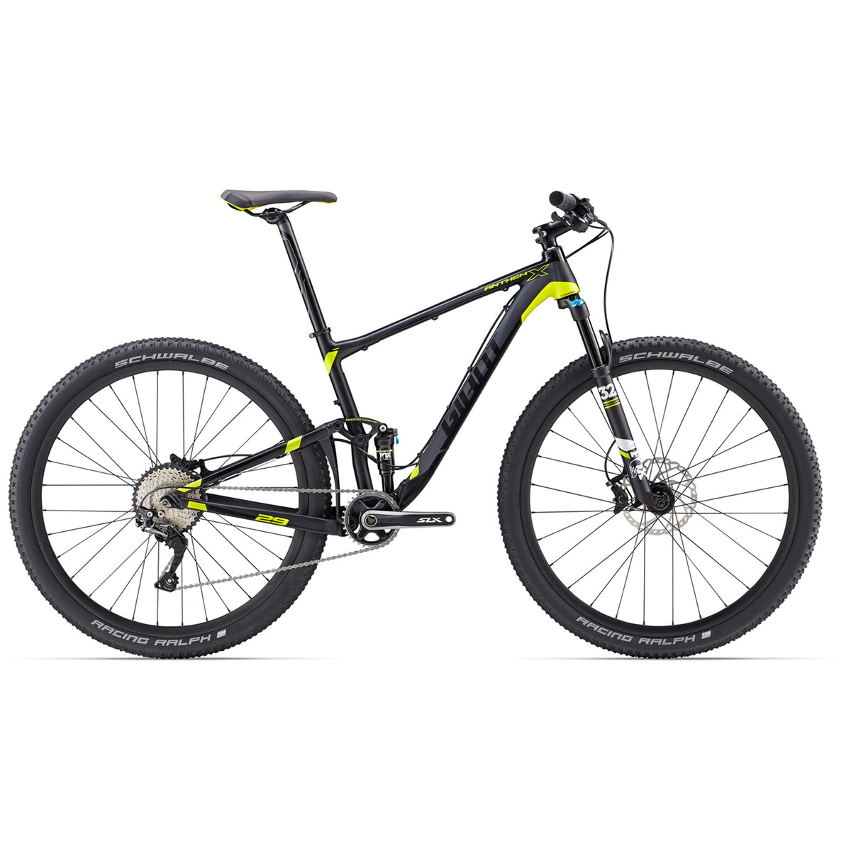 Giant Anthem X 29er Complete Mountain Bike 2017 Black/Yellow Side View