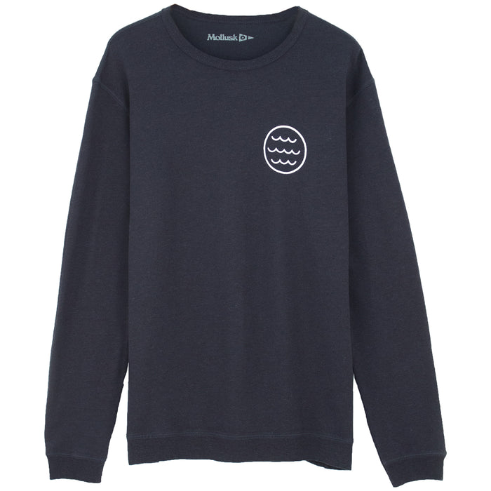 Mollusk White Water Crew Sweatshirt Faded Navy Front View