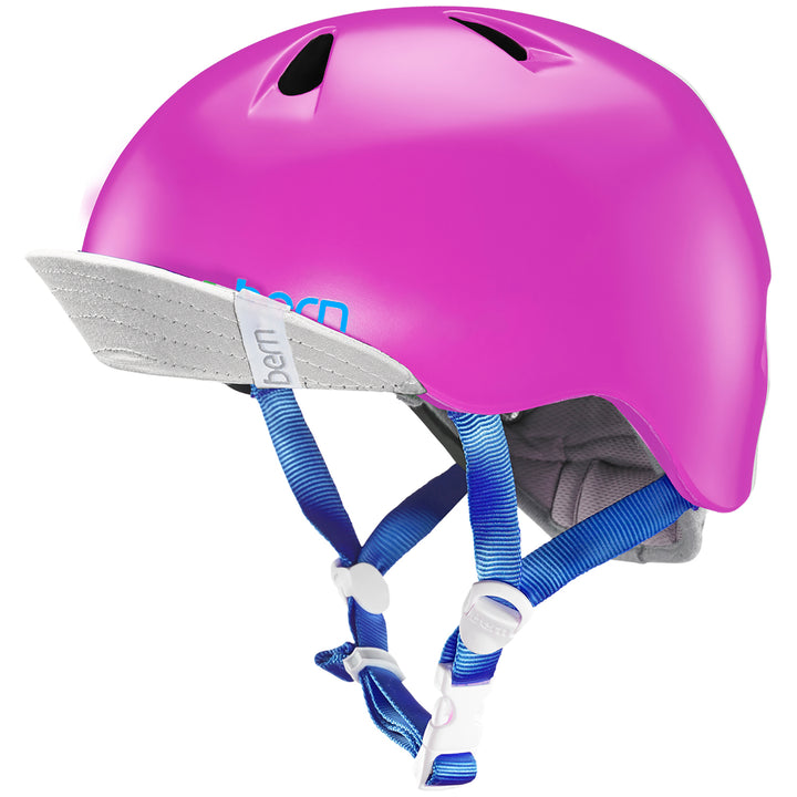 Bern Nina Bike Helmet w/Flip Visor - Little Girls' Satin Hot Pink