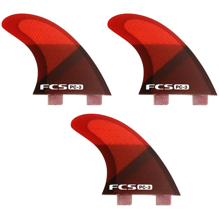 FCS PC-3 Small Tri Fin Set Red Slice