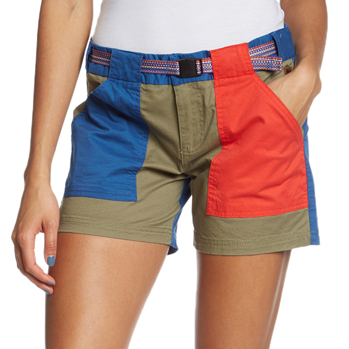 Burton Loco Shorts - Women's Lichen Green/True Blue/Coral Front View
