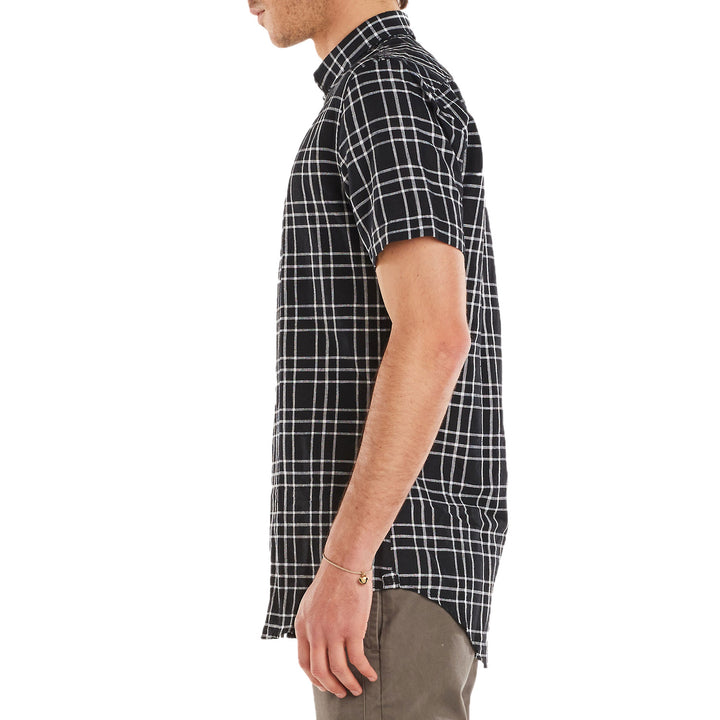 Zanerobe Linen 7ft Short-Sleeve Shirt Black/White
