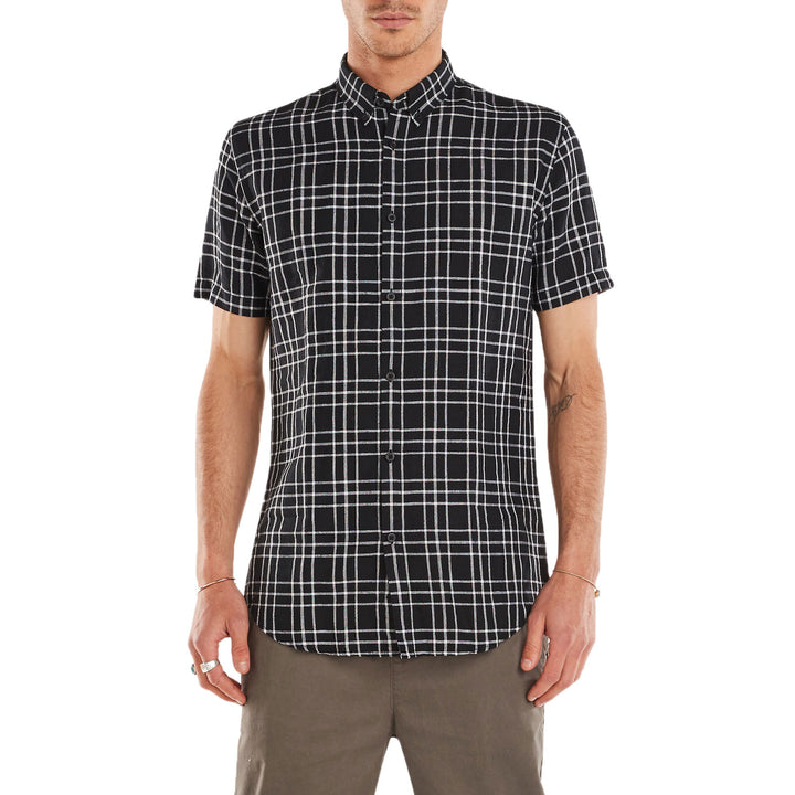 Zanerobe Linen 7ft Short-Sleeve Shirt Black/White