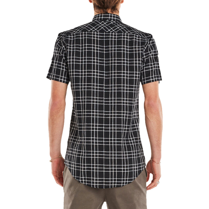 Zanerobe Linen 7ft Short-Sleeve Shirt Black/White