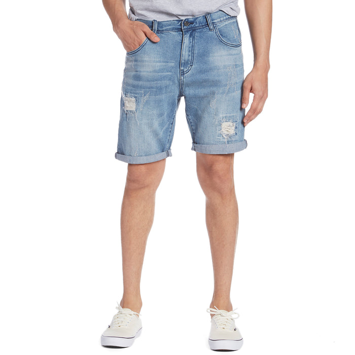 Globe Select Ripped Denim Shorts Blue Ripped