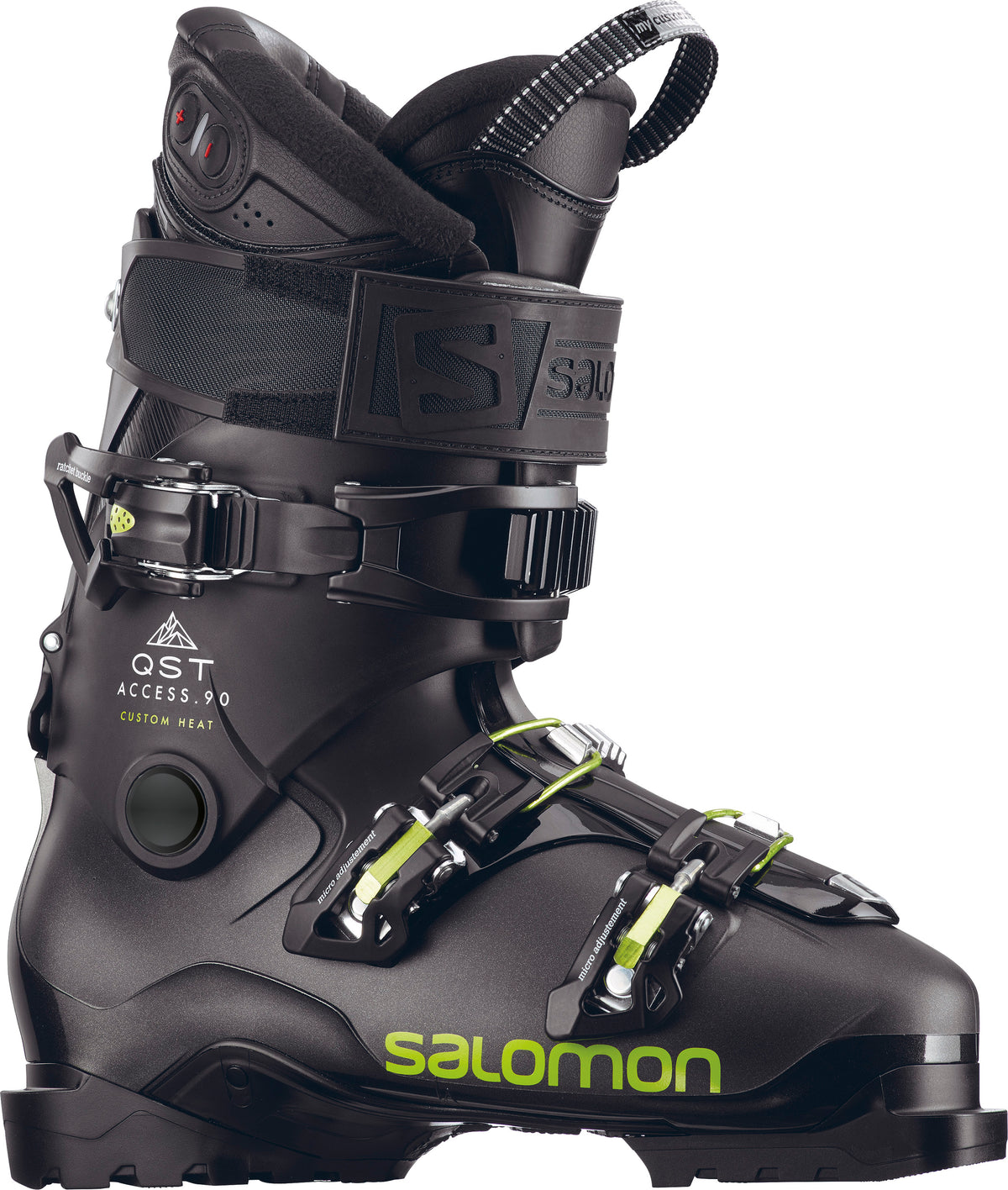 Salomon QST Access Custom Heat Ski Boots 2019 Metallic Black/Black/Acid Green