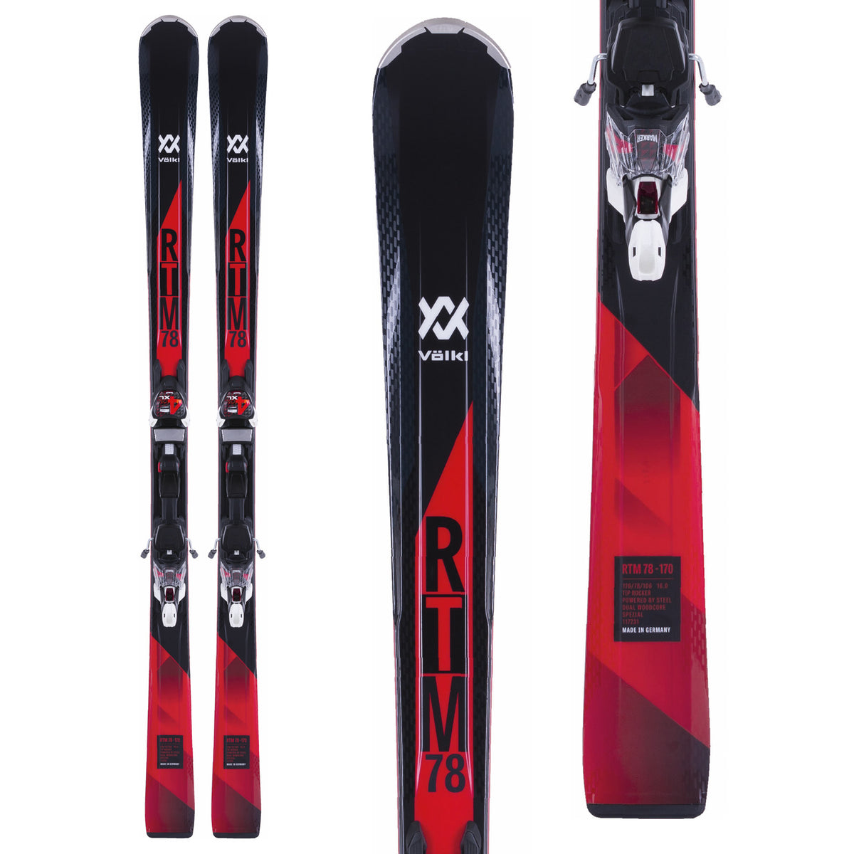 Volkl RTM 78 Skis + 4Motion XL 12.0 TCX Bindings 2018