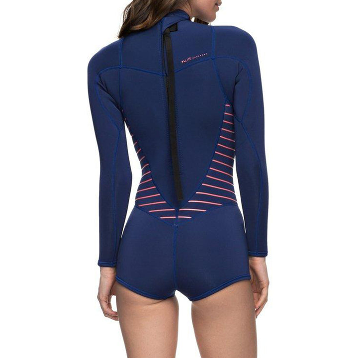 Roxy 2/2 Syncro Series Back Zip Long Sleeve Springsuit - Women's Navy LL/Coral Flame