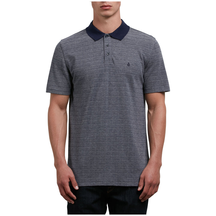 Volcom Wowzer Plaid Polo Shirt Navy