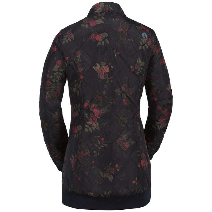 Volcom Casco Down Puff Jacket - Women's Black Floral Print
