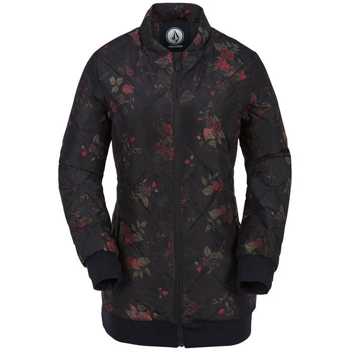Volcom Casco Down Puff Jacket - Women's Black Floral Print