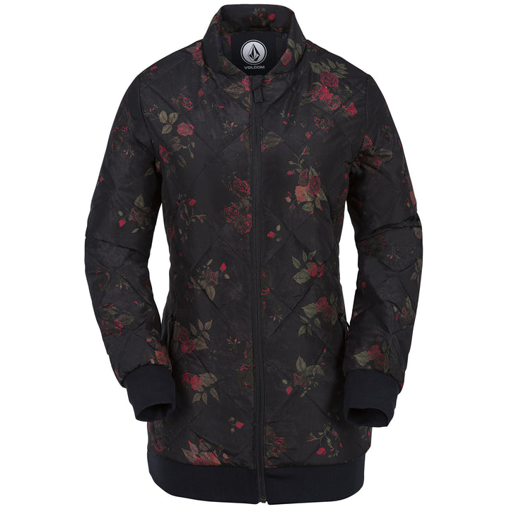 Volcom Casco Down Puff Jacket - Women's Black Floral Print