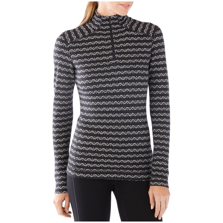 Smartwool Merino 250 Baselayer Pattern 1/4 Zip Top - Women's Black/Charcoal