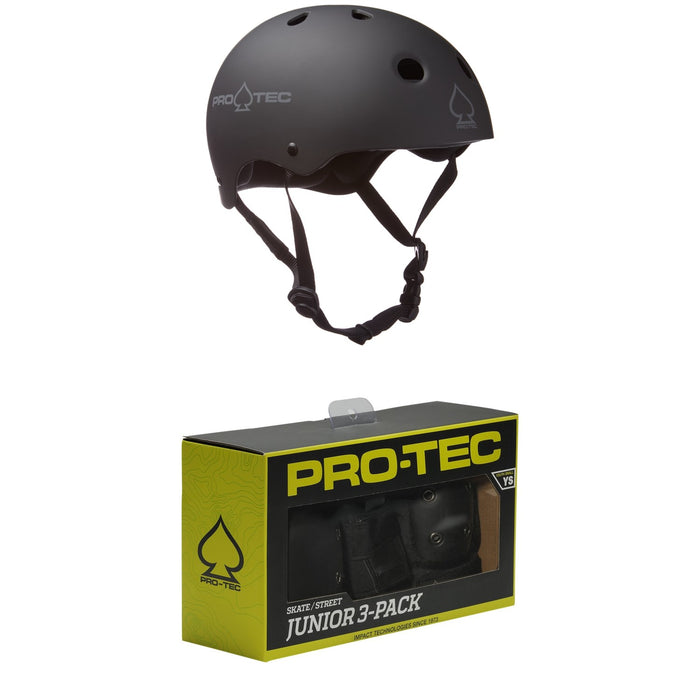 Pro-Tec Classic Skateboard Helmet + Street Gear Junior Skateboard Pads