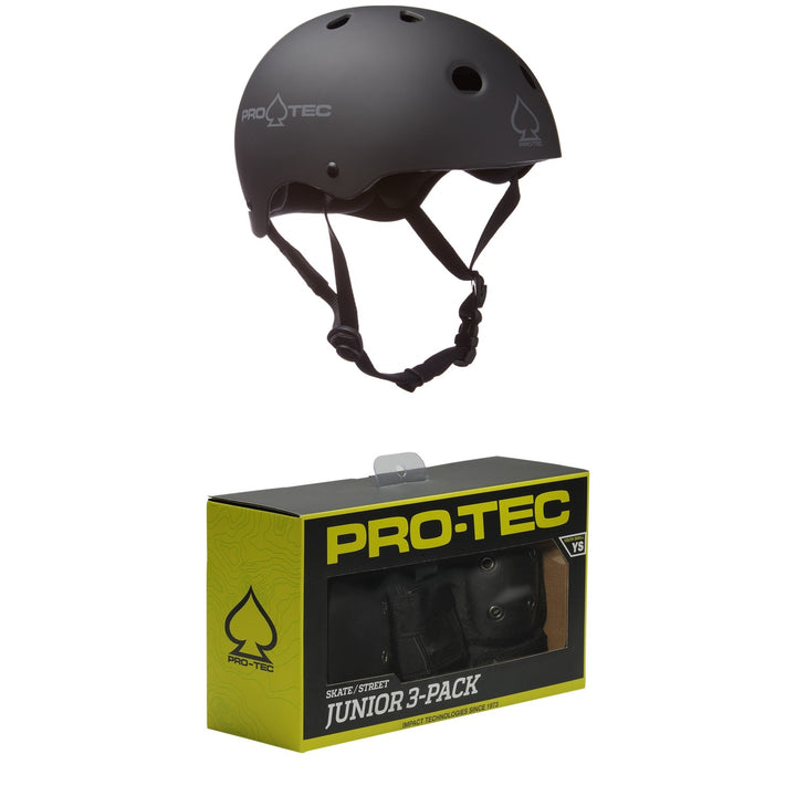 Pro-Tec Classic Skateboard Helmet + Street Gear Junior Skateboard Pads