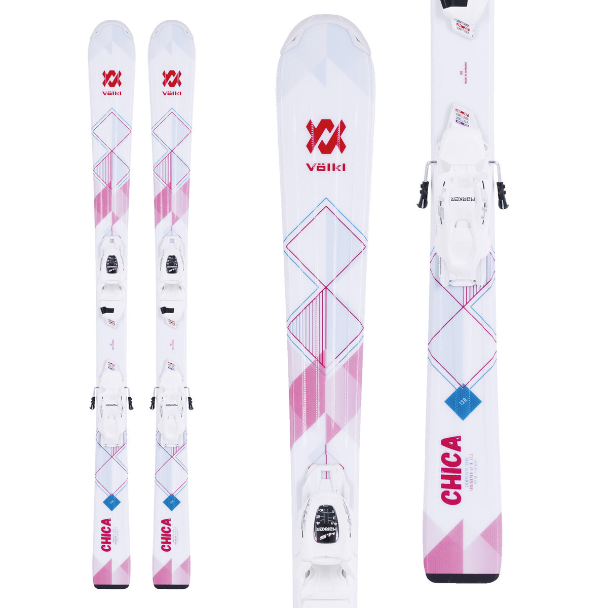 Volkl Chica Skis + 4.5 VMotion Jr Bindings - Little Girls' 2018