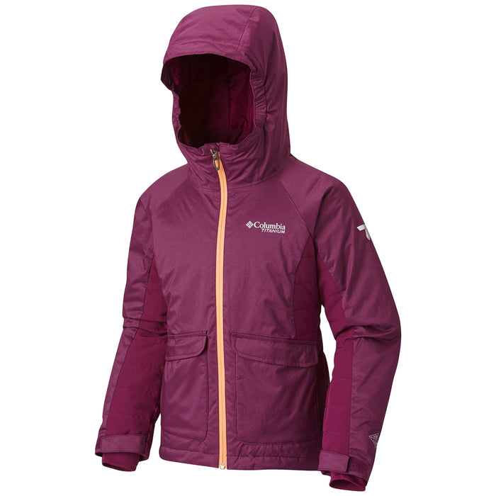Columbia Pro Motion Jacket - Girls' Dark Raspberry Heather, Dark Raspberry, Peach
