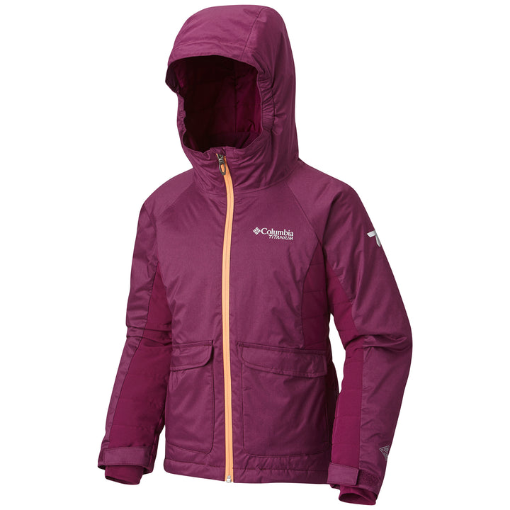 Columbia Pro Motion Jacket - Girls' Dark Raspberry Heather, Dark Raspberry, Peach