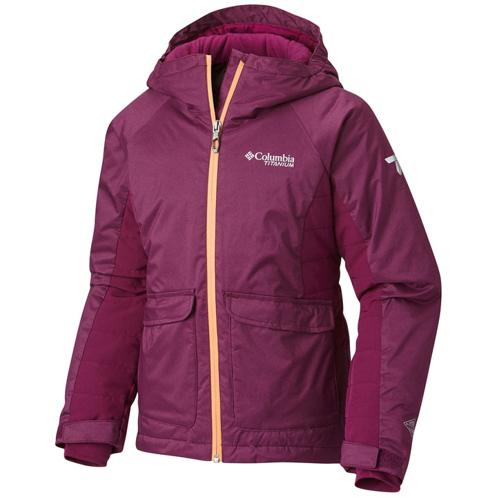 Columbia Pro Motion Jacket - Girls' Dark Raspberry Heather, Dark Raspberry, Peach