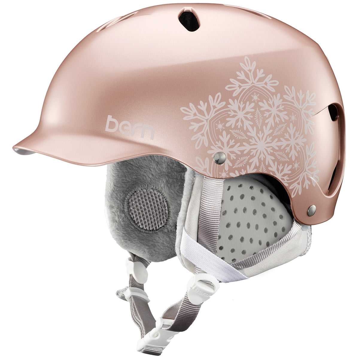 Bern Lenox Helmet - Women's Satin Rose Gold Snowflake