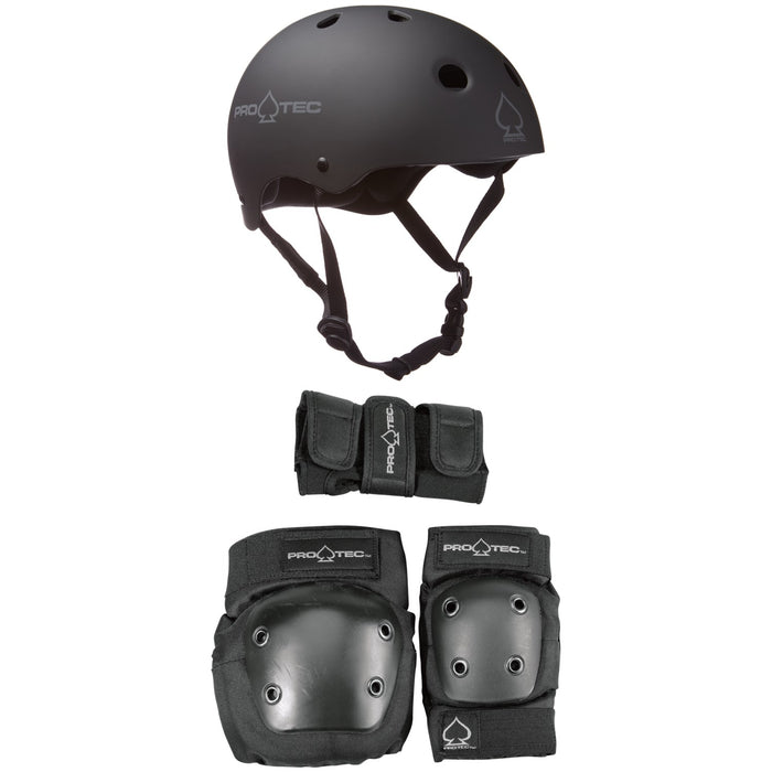 Pro-Tec Classic Skateboard Helmet + Street Gear Junior Skateboard Pads