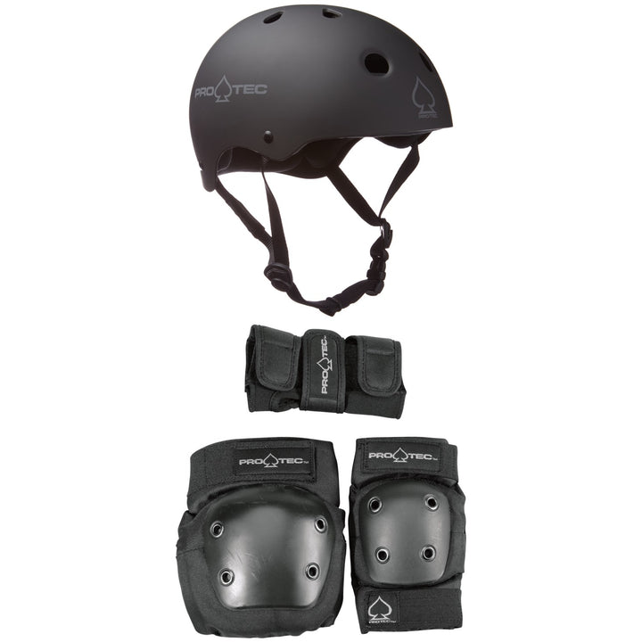 Pro-Tec Classic Skateboard Helmet + Street Gear Junior Skateboard Pads