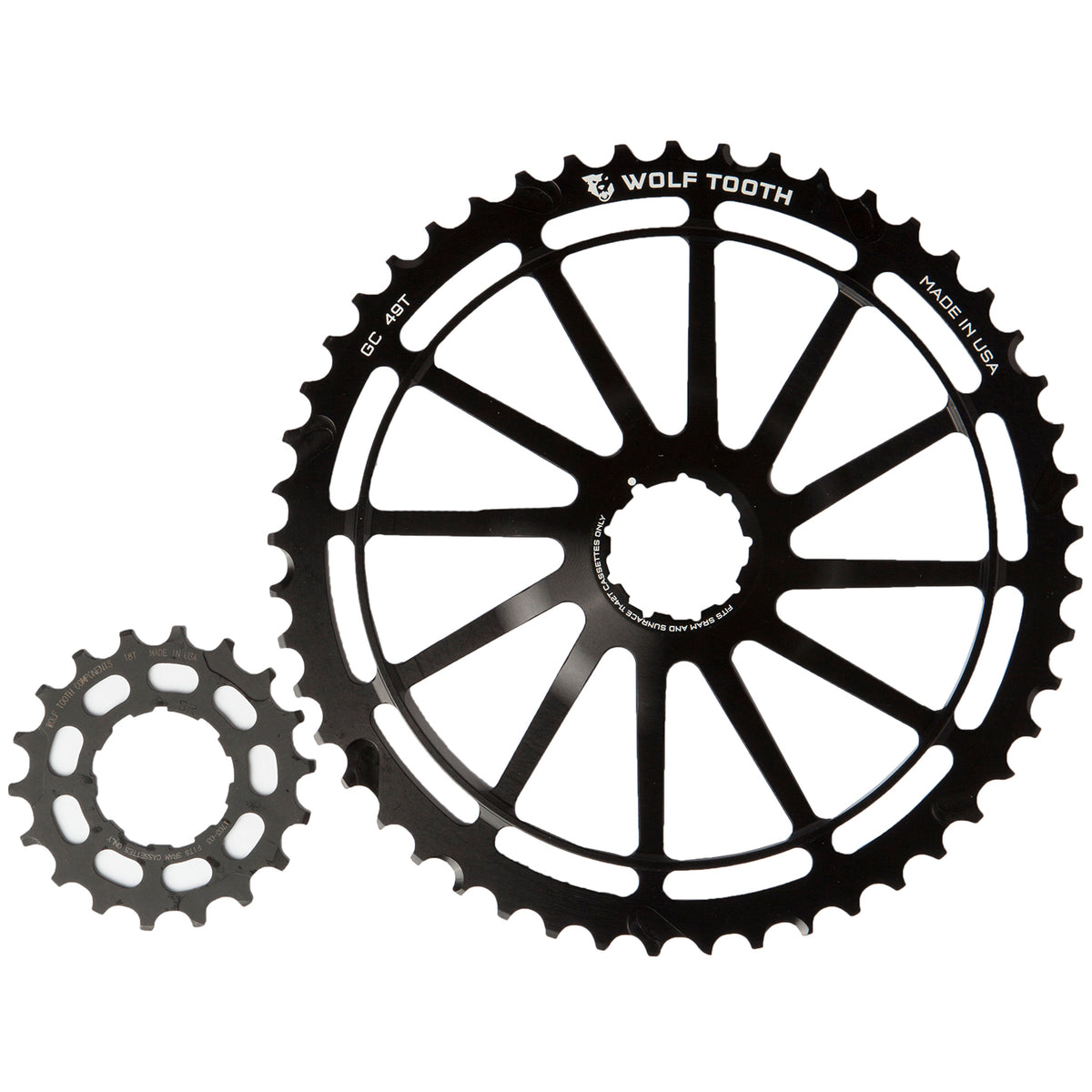 Wolf Tooth Components GC 49 + 18t Cog Bundle for SRAM NX Cassettes Black