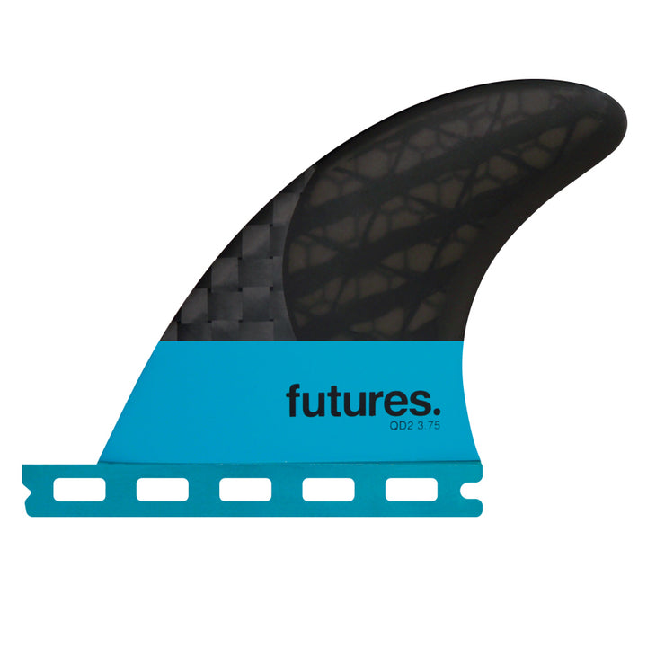 Futures QD2 3.75 Blackstix 3.0 Quad Rear Fin Set Smoke/Turquoise