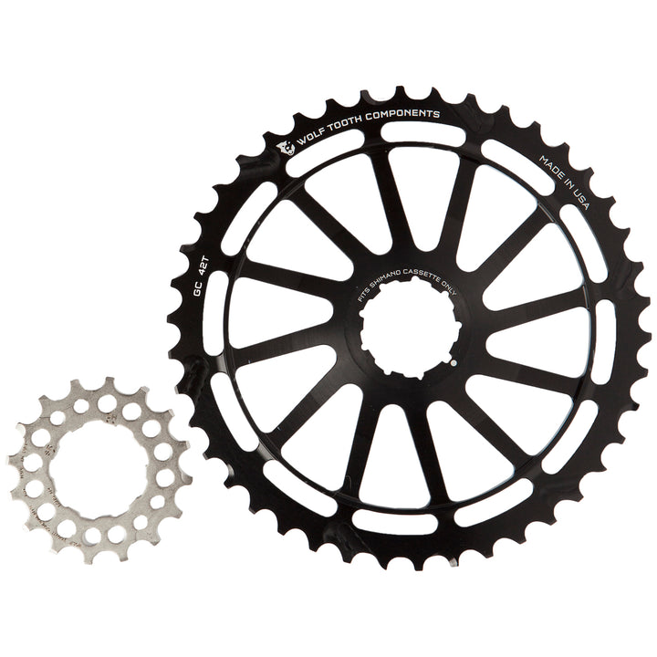 Wolf Tooth Components GC 42 + 16t Cog Bundle for Shimano 11-36t 10-Speed Cassettes Black