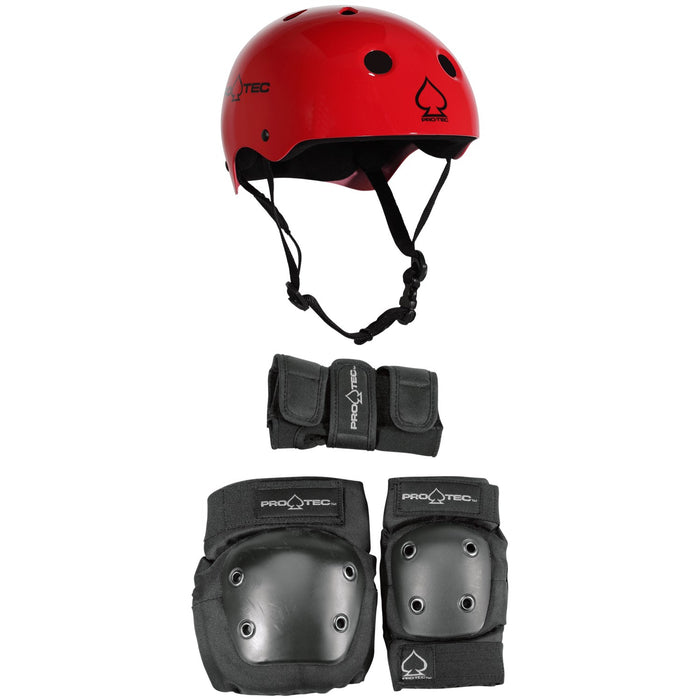 Pro-Tec Classic Skateboard Helmet + Street Gear Junior Skateboard Pads